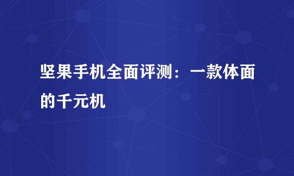 坚果手机全面评测：一款体面的千元机