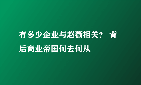 有多少企业与赵薇相关？ 背后商业帝国何去何从