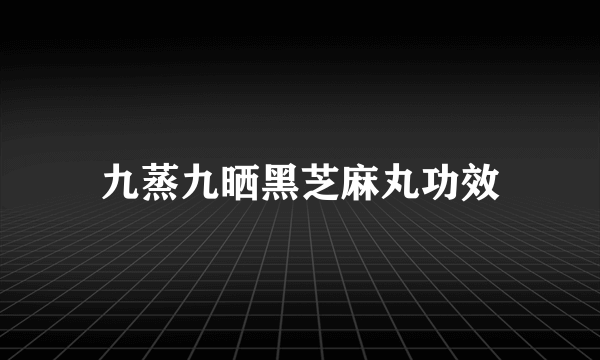 九蒸九晒黑芝麻丸功效