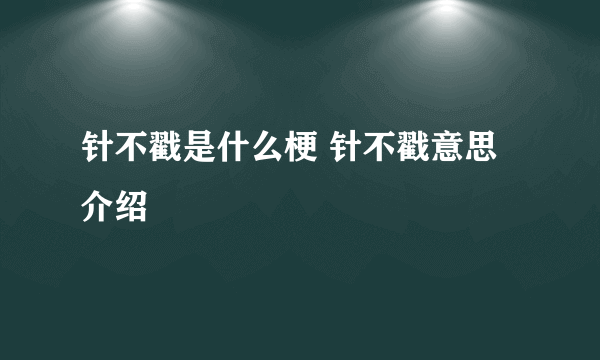 针不戳是什么梗 针不戳意思介绍