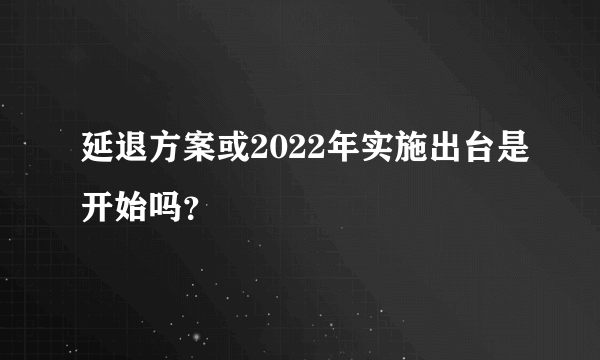 延退方案或2022年实施出台是开始吗？