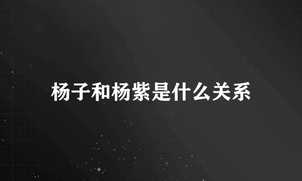 杨子和杨紫是什么关系