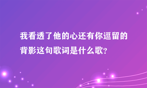 我看透了他的心还有你逗留的背影这句歌词是什么歌？