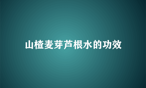 山楂麦芽芦根水的功效