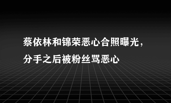 蔡依林和锦荣恶心合照曝光，分手之后被粉丝骂恶心 