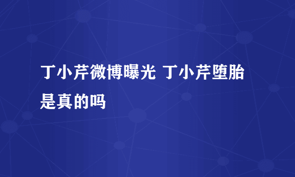 丁小芹微博曝光 丁小芹堕胎是真的吗