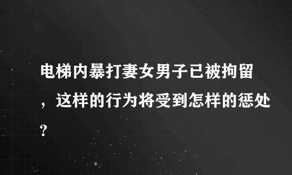 电梯内暴打妻女男子已被拘留，这样的行为将受到怎样的惩处？