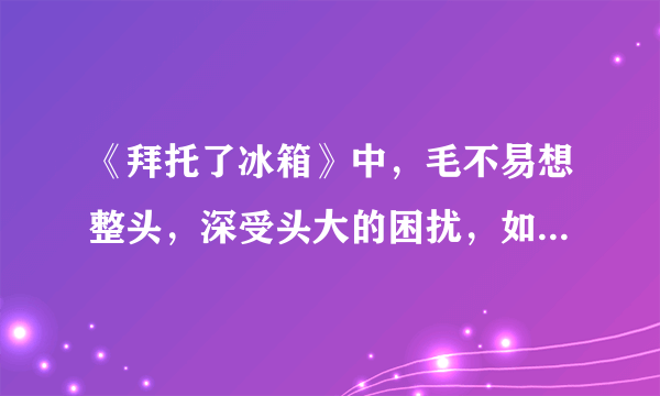 《拜托了冰箱》中，毛不易想整头，深受头大的困扰，如何才能曲线救国？