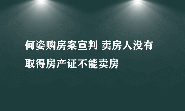 何姿购房案宣判 卖房人没有取得房产证不能卖房