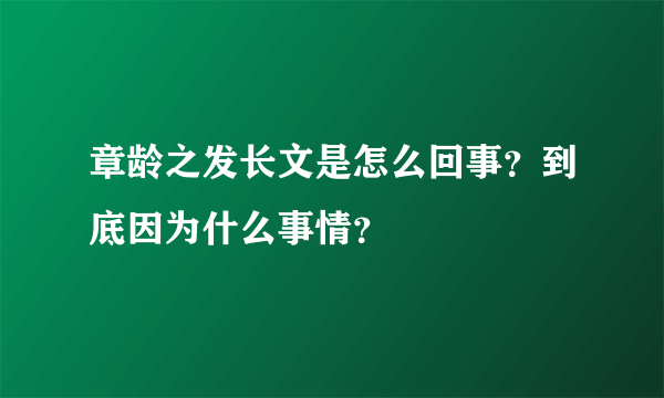 章龄之发长文是怎么回事？到底因为什么事情？