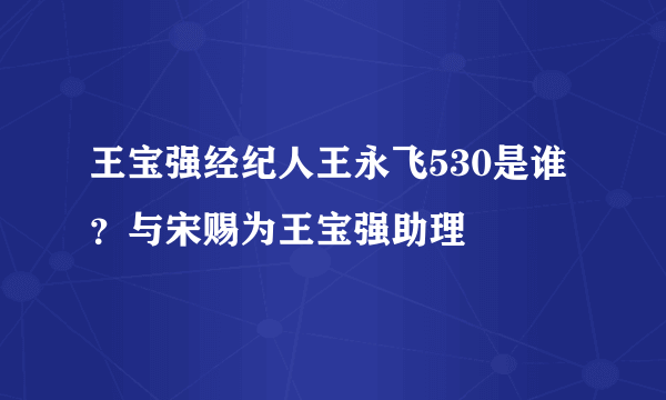 王宝强经纪人王永飞530是谁？与宋赐为王宝强助理