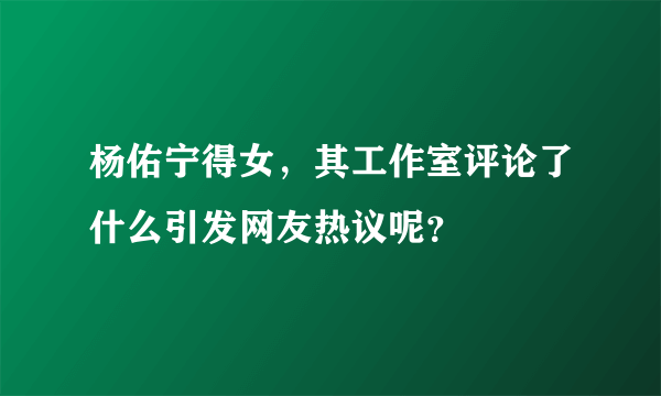 杨佑宁得女，其工作室评论了什么引发网友热议呢？