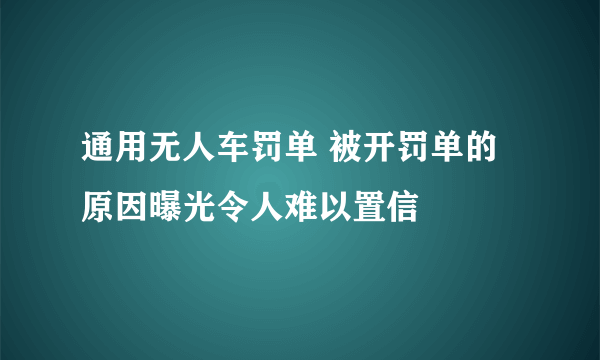 通用无人车罚单 被开罚单的原因曝光令人难以置信