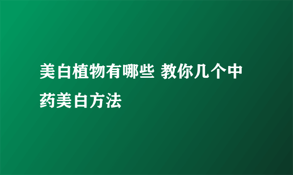 美白植物有哪些 教你几个中药美白方法