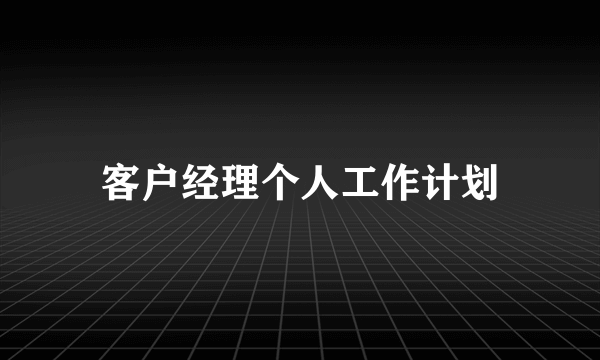 客户经理个人工作计划