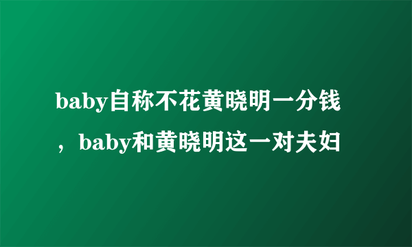 baby自称不花黄晓明一分钱，baby和黄晓明这一对夫妇