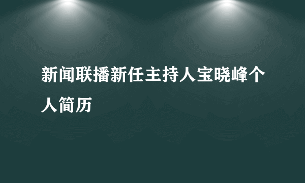 新闻联播新任主持人宝晓峰个人简历