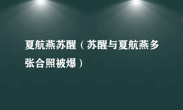 夏航燕苏醒（苏醒与夏航燕多张合照被爆）