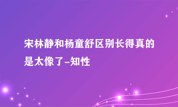 宋林静和杨童舒区别长得真的是太像了-知性