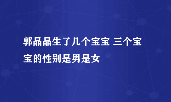 郭晶晶生了几个宝宝 三个宝宝的性别是男是女