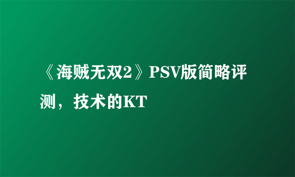 《海贼无双2》PSV版简略评测，技术的KT