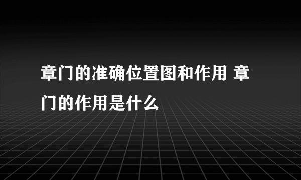 章门的准确位置图和作用 章门的作用是什么