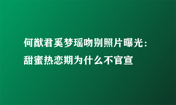 何猷君奚梦瑶吻别照片曝光：甜蜜热恋期为什么不官宣