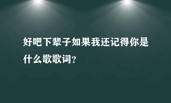 好吧下辈子如果我还记得你是什么歌歌词？