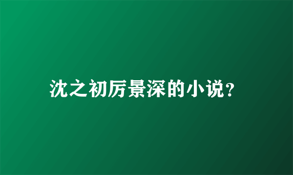 沈之初厉景深的小说？