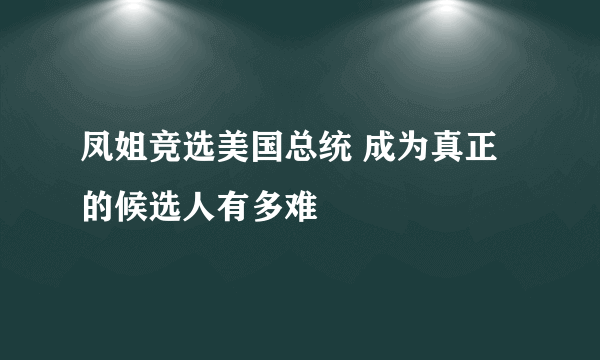 凤姐竞选美国总统 成为真正的候选人有多难