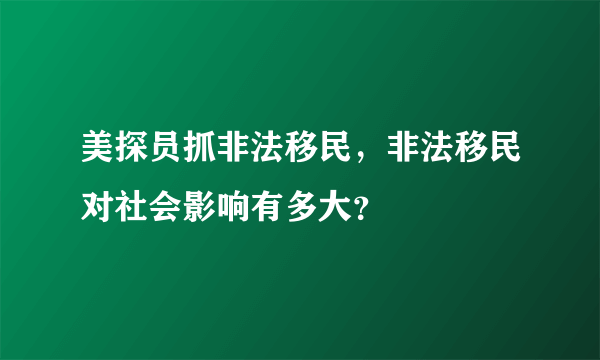 美探员抓非法移民，非法移民对社会影响有多大？