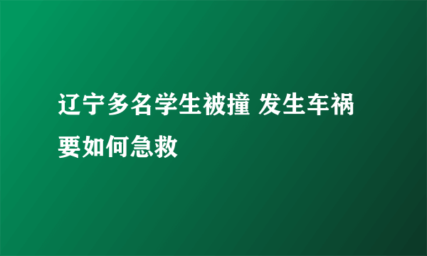 辽宁多名学生被撞 发生车祸要如何急救