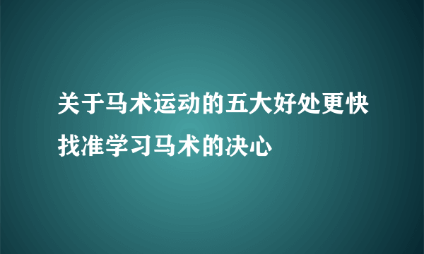 关于马术运动的五大好处更快找准学习马术的决心