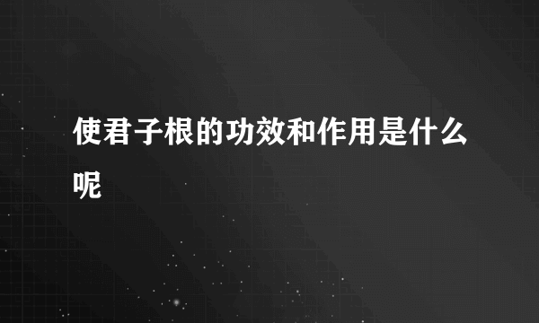 使君子根的功效和作用是什么呢