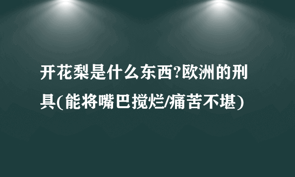 开花梨是什么东西?欧洲的刑具(能将嘴巴搅烂/痛苦不堪)