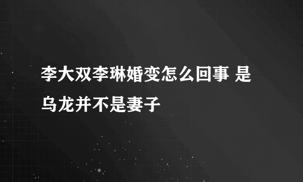 李大双李琳婚变怎么回事 是乌龙并不是妻子