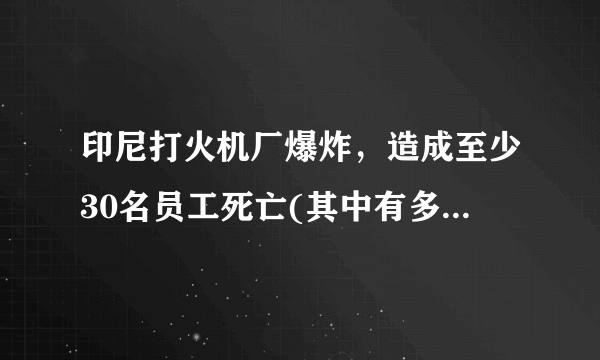 印尼打火机厂爆炸，造成至少30名员工死亡(其中有多名小孩)