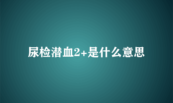 尿检潜血2+是什么意思