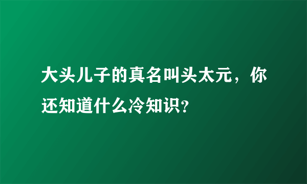 大头儿子的真名叫头太元，你还知道什么冷知识？