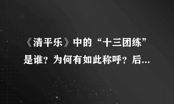 《清平乐》中的“十三团练”是谁？为何有如此称呼？后来当了皇帝