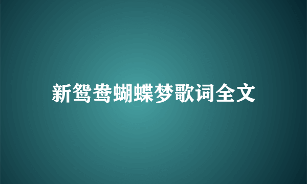 新鸳鸯蝴蝶梦歌词全文