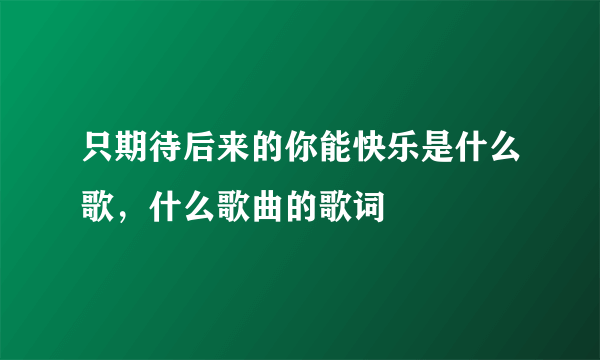 只期待后来的你能快乐是什么歌，什么歌曲的歌词