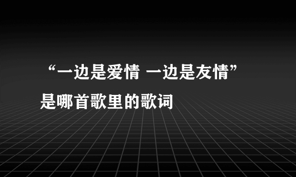 “一边是爱情 一边是友情”是哪首歌里的歌词