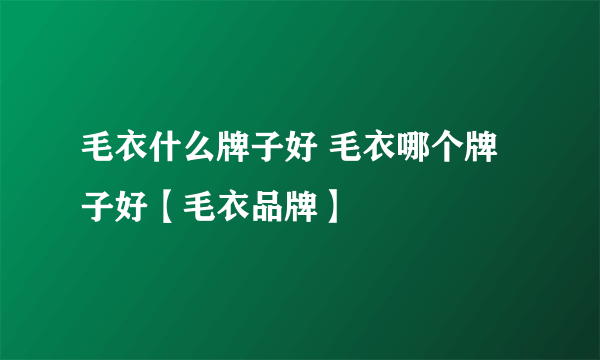 毛衣什么牌子好 毛衣哪个牌子好【毛衣品牌】