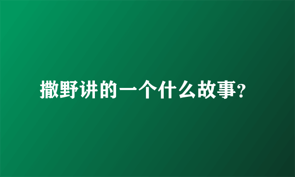 撒野讲的一个什么故事？