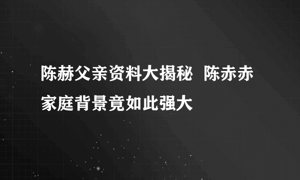 陈赫父亲资料大揭秘  陈赤赤家庭背景竟如此强大