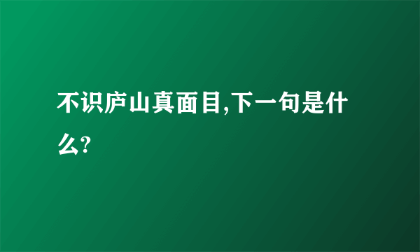 不识庐山真面目,下一句是什么?