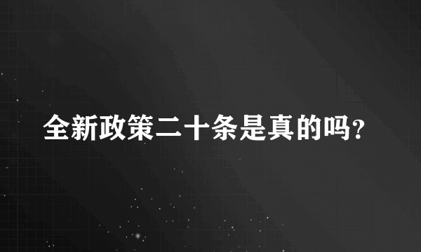 全新政策二十条是真的吗？