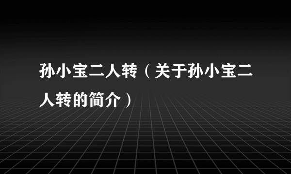 孙小宝二人转（关于孙小宝二人转的简介）