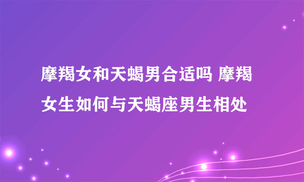 摩羯女和天蝎男合适吗 摩羯女生如何与天蝎座男生相处